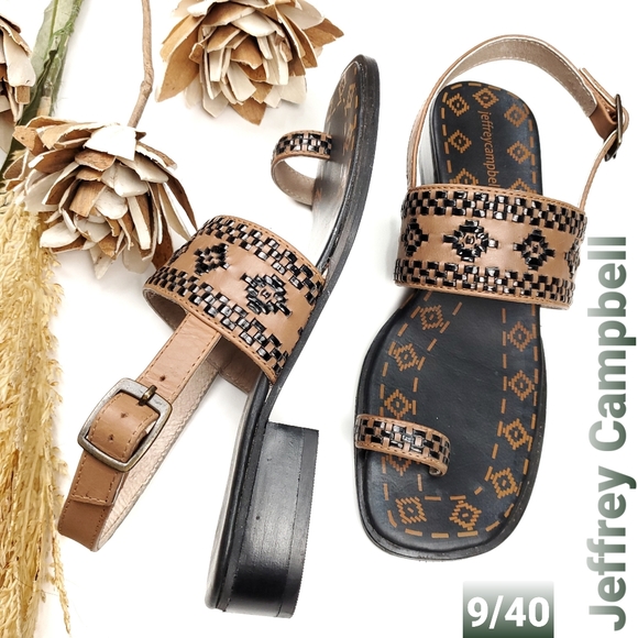 Jeffrey Campbell Shoes - New Jeffrey Campbell Tan Blk Toe Loop Sandal 9m